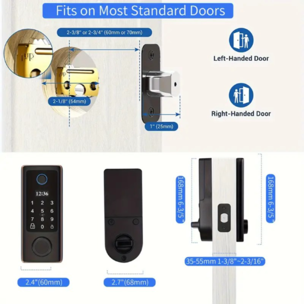 Cerradura electrónica inteligente con huella dactilar para puerta principal - Capacidad para más de 300 usuarios con pantalla OLED, desbloqueo automático y con un solo toque, alimentada por batería, fácil instalación de bricolaje, acabado en bronce envejecido, sin función inalámbrica, cuerpo estándar americano - Image 5