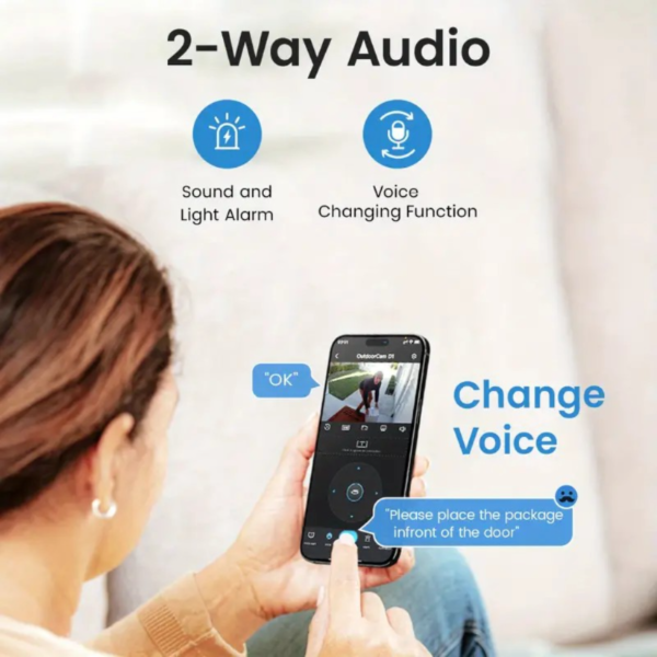 Cámara de seguridad inalámbrica para exteriores AOSU 2K, cámara exterior con batería de 3MP - Alarma de sirena, Visión nocturna en color, Audio bidireccional, Detección de IA, Almacenamiento en la nube/SD, Compatible con Alexa - Image 4