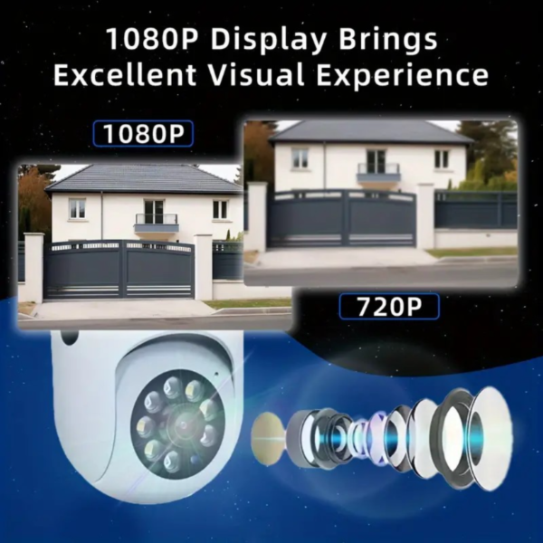 Cámara de seguridad HD inalámbrica 1080P: seguridad para el hogar inteligente, wifi, audio bidireccional, detección de movimiento, operación remota, notificaciones de alarma, compatible con Apple Homekit, montaje en pared, alimentación USB, uso en interiores/exteriores - Image 2