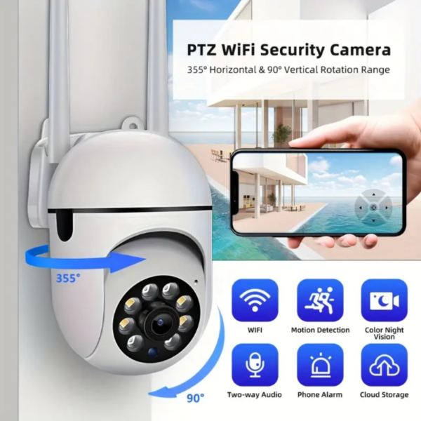 Cámara de seguridad HD inalámbrica 1080P: seguridad para el hogar inteligente, wifi, audio bidireccional, detección de movimiento, operación remota, notificaciones de alarma, compatible con Apple Homekit, montaje en pared, alimentación USB, uso en interiores/exteriores - Image 5