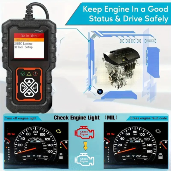 Escáner OBDII 2024 3001 - Herramienta de Diagnóstico para Coche con Alimentación USB, Lector de Códigos de Fallo del Motor, Modo CAN, Soporte Multilenguaje, Flujo de Datos, Búsqueda de DTC y Preparación I/M - Image 3