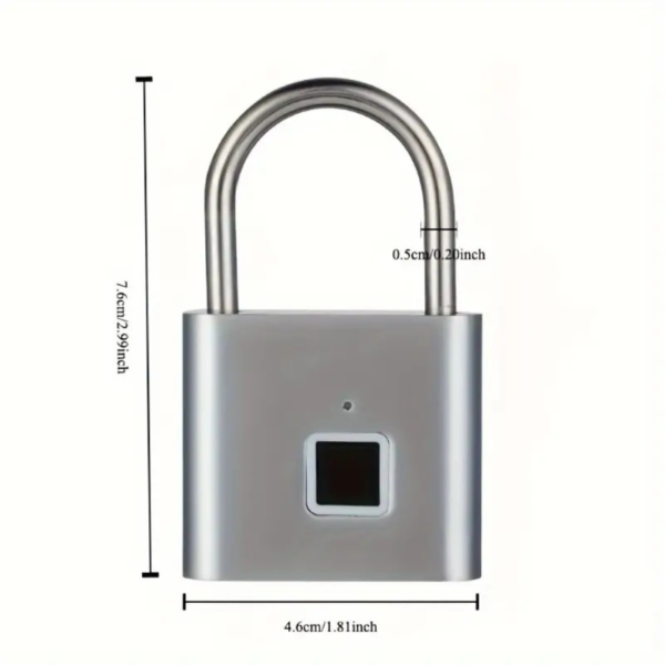 Candado inteligente de huella dactilar, material de aleación, recargable por USB, resistente al agua y al óxido para exteriores, cerradura biométrica sin llave para portones, candado de protección antirrobo con contraseña digital electrónica - Image 5