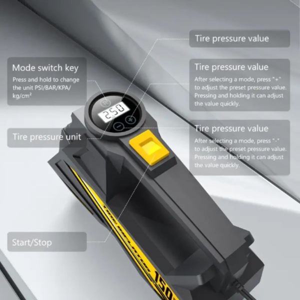 Inflador De Neumáticos Digital Carsun, Portátil, Compresor De Aire Para Automóvil, Bomba De Aire, Para Automóvil, Motocicleta, Bicicleta, 12 Voltios CC, Luz LED - Image 4