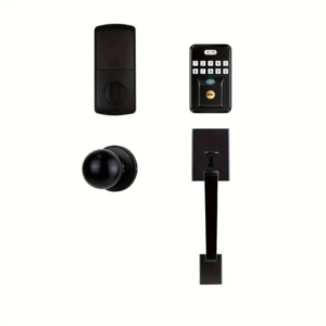 Juego de Cerradura de Puerta de Entrada Sin Llave de Fácil Instalación con Huella Digital y Teclado - Cierre Automático, 2 Llaves Incluidas, Alimentado por Batería, Negro