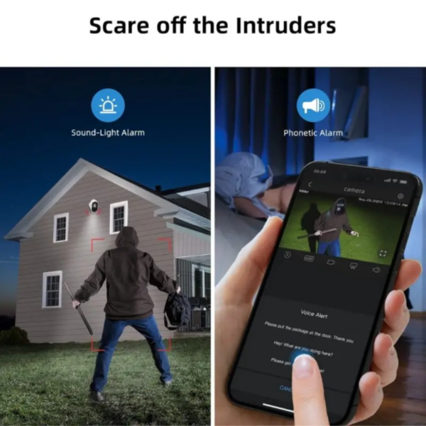 Cámara de seguridad inalámbrica para exteriores AOSU 2K, cámara exterior con batería de 3MP - Alarma de sirena, Visión nocturna en color, Audio bidireccional, Detección de IA, Almacenamiento en la nube/SD, Compatible con Alexa - Image 5