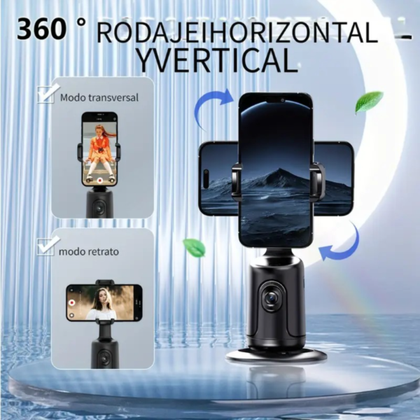Soporte para teléfono con seguimiento automático, trípode con seguimiento facial automático, palo selfie inteligente portátil todo en uno con rotación de 360 ​​grados, seguimiento rápido de rostros y objetos, soporte para robot camarógrafo para teléfono, vídeo, Vlog, transmisión en vivo - Image 2