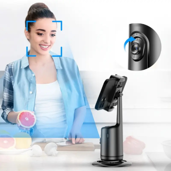 Trípode De Seguimiento Facial Automático, Sin Necesidad De Aplicación, Soporte De Teléfono Para Seguimiento De Rostro Y Cuerpo Con Rotación De 360° Para Grabaciones Inteligentes En Vivo, Transmisiones De Video, Batería Recargable, Color Negro - Image 3