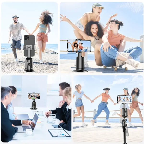 Trípode De Seguimiento Facial Automático, Sin Necesidad De Aplicación, Soporte De Teléfono Para Seguimiento De Rostro Y Cuerpo Con Rotación De 360° Para Grabaciones Inteligentes En Vivo, Transmisiones De Video, Batería Recargable, Color Negro - Image 2