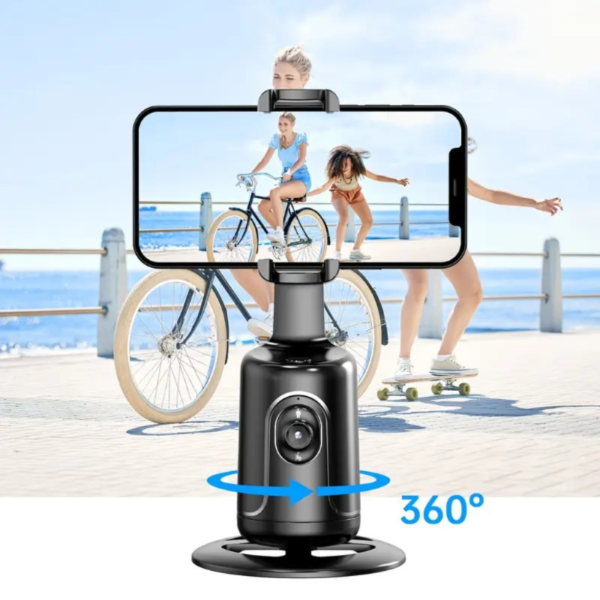 Trípode De Seguimiento Facial Automático, Sin Necesidad De Aplicación, Soporte De Teléfono Para Seguimiento De Rostro Y Cuerpo Con Rotación De 360° Para Grabaciones Inteligentes En Vivo, Transmisiones De Video, Batería Recargable, Color Negro
