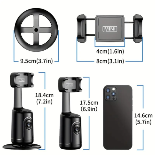 Trípode De Seguimiento Facial Automático, Sin Necesidad De Aplicación, Soporte De Teléfono Para Seguimiento De Rostro Y Cuerpo Con Rotación De 360° Para Grabaciones Inteligentes En Vivo, Transmisiones De Video, Batería Recargable, Color Negro - Image 4
