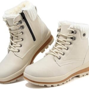Womens Snow Boots Waterproof Warm Fur Lined Ankle Booties Ladies Lace Up Hiking boots Non Slip Platform Boots with Side Zipper Outdoor Winter Boots