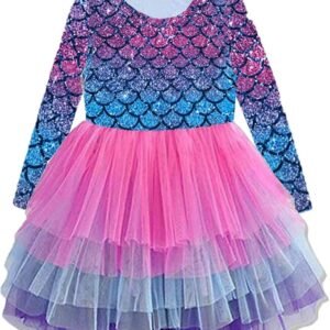 VIKITA Kids Girl Longsleeve Casual Winter Tutu Party Princess Dress for Children 2-8 Years
