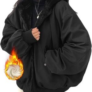Oleda Zip Up Hoodies for Women Sherpa Fleece Winter Jacket Hoodie Reversible Long Sleeve Casual Sweatshirt Coat with Pockets