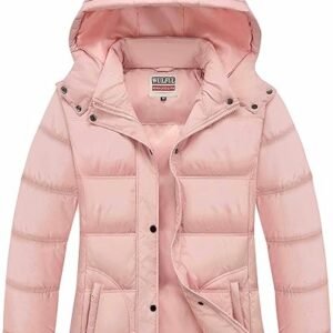 WULFUL Women's Winter Coats Lightweight Warm Thicken Puffer Jacket Waterproof Quilted Winter Jacket with Removable Hood