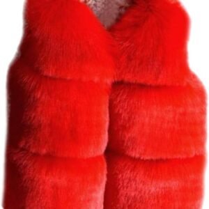 Girls Faux Fur Vest Toddler Dress Coat Kids Sleeveless Furry Coat V neck Winter Jacket Fleece Shaggy Jacket Waistcoat
