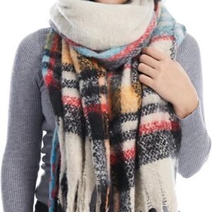 Women's Scarf Warm Blanket Scarves Winter Soft Plaid Wrap MissShorthair Fashion Thick Wool Check Ladies Spinning Tassel Shawl