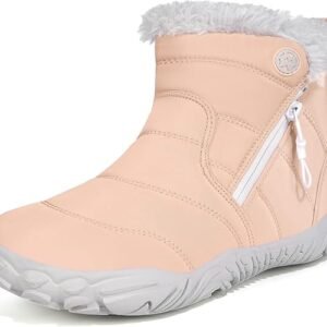 Girls Boys Barefoot Boots Shoes | Minimalist Little Kids/Big Kids Waterproof Ankle Winter Snow Boots | Zero Drop Sole | Wide Toe Box | Slip Resistant