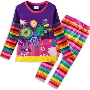 DXTON Little Girls Outfit Set Casual Long Sleeve T-Shirt Tops and Leggings Pants 2Pcs Clothes Sets For 3-12 Years
