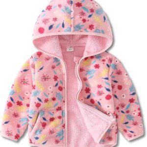 Toddler Baby Polar Fleece Jacket Hooded Kids Boys Girls Autumn Winter Long Sleeve Thick Warm Outerwear 1-6 Years