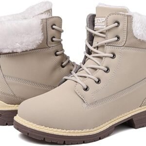 ziitop Womens Snow Boots Waterproof Winter Boots Fur Lined Warm Hiking Boots Ladies Lace Up Walking Boots Anti-Slip Lightweight Outdoor Ankle Boots