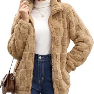 For G and PL Women's Long Sleeve Full Zip Soft Warm Fleece Jacket Soft Cardigan with Pockets