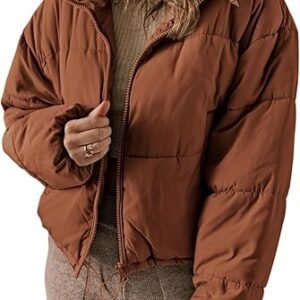 Dokotoo Womens Winter Quilted Jackets Long Sleeve Full Zip Puffer Jacket Coats with Pockets