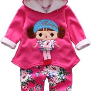 Yao Spring Autumn Winter Little Baby Girls Clothing Set Warm Velvet Hoodie and Pants