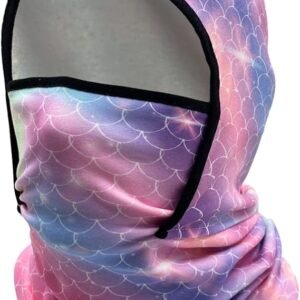 woogwin Kids Balaclava Ski Face Mask Windproof Neck Warmer Winter Fleece Face Scarfare Gaiter for Boys Girls(Mermaid Pink)