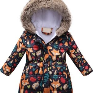 Toddler Girl's Winter Fleece Lined Long Parka Puffer Coat Thicken Ski Jacket with Fur Trim Hood Kids Down Jacket Coat