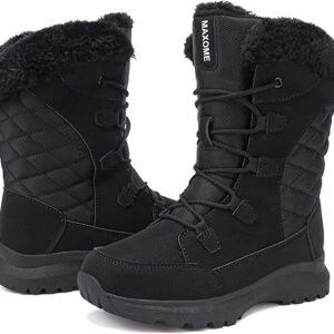 todaysunny Womens Winter Snow Boots Insulation Warm Fur Lined Walking Boots For Ladies Anti-Slip Lace Up Closure Cold Weather Mid-Calf Boots Outdoor Shoes Women