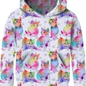 Xumplo Girls Hoodie Sweatshirt Pullover for Kids Hoodies Long Sleeve 3D Print Hooded Tops with Pocket Size 5-14 Years