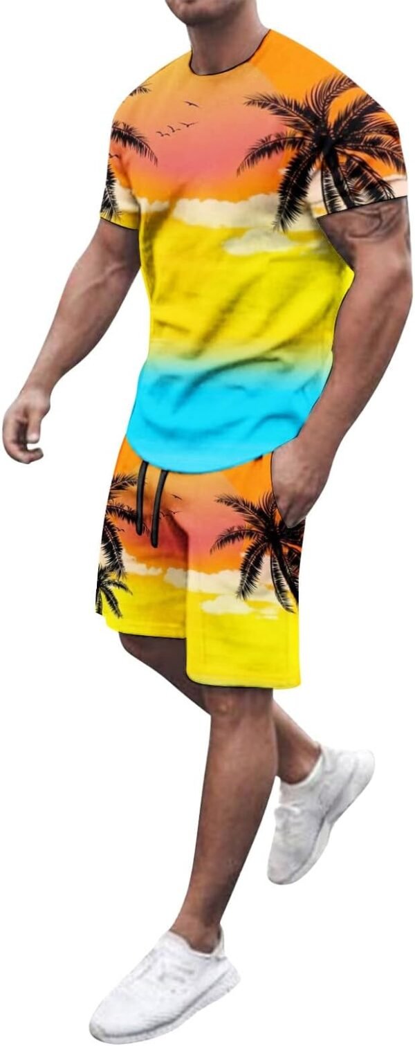 2024 Summer Tracksuits Mens Cute Graphic Tshirts and Short Sets Stylish Casual 2 Piece Outfits Breathable Sport Jogger Suit