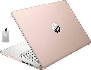 HP Stream 14" HD Laptop, Intel Celeron N4120, 4GB RAM, 128GB eMMC, Intel UHD Graphics, Webcam, 1 Year Office 365, Rose Gold, Win 11 S, 128GB Hotface USB Card