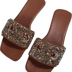 Women's slide sandals, girls' summer slippers, slip-on flip-flops, comfortable flat casual slippers