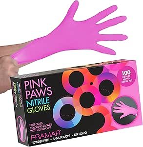 FRAMAR Pink Nitrile Gloves Medium - Disposable Gloves Medium, Cleaning Gloves, Mechanic Gloves, Kitchen Gloves, Latex Free Gloves Disposable, Tattoo Gloves, Gants Nitrile, Gants Jetables