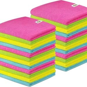 SCRUBIT 24 Pack Microfiber Cleaning Cloth Lint Free and Streak Free Towels for House, Cars, Kitchen and Screens - Super Absorbent and Soft Wash Cloths (12 x 16)