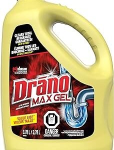 Drano Max Gel Drain Clog Remover and Cleaner, Unclogs and Removes Hair, Soap Scum, Blockages and More from Showers and Sinks, 3.8L