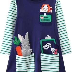 Winzik Girls Christmas Dress Toddler Girl Dresses Long Sleeve Fall Winter Cotton Casual Dress 1-7T
