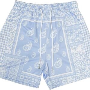 DIOTSR Mens Mesh Paisley Shorts, Casual Retro Graphic Shorts, Athletic Running Gym Shorts for Men
