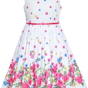 Sunny Fashion Girls Dress Purple Sunflower Green Leaves Butterfly