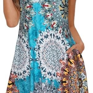 ADOREJOY Women Summer Dress Sleeveless Casual Swing Loose Tank Beach Sundress with Pocket