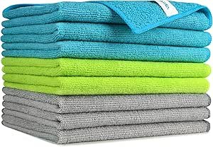 AIDEA Microfiber Cleaning Cloths-8PK, Soft Absorbent Microfiber Cloth, Lint Free Streak Free Cleaning Towels for Cars, House, Kitchen, Window Gifts(12in.x16in.)—8PK