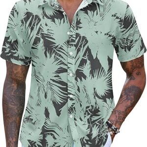 COOFANDY Mens Hawaiian Shirts Casual Button Down Tropical Shirt Short Sleeve Beachwear