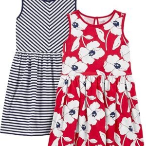 Simple Joys by Carter's Girls' 2-Pack Short-Sleeve and Sleeveless Dress Sets