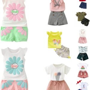 Toddler Girl Shorts Sets Baby Girls 2pcs Summer Beach Clothes Cute Tshirt Pants Outfits Casual Outdoor Clothing 0m~7t
