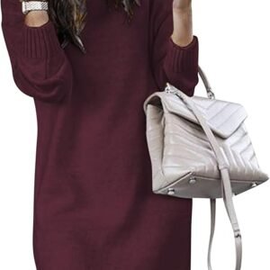SENFURE Women Turtleneck Long Loose Oversized Casual Sweater Dress Soft Winter