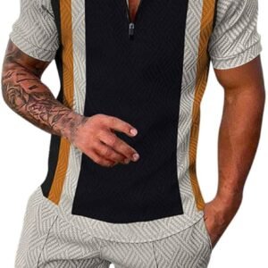 2024 Mens Summer Track Suits 2 Piece Short Sets Outfits Fashion Casual Short Sleeve Polo Shirt and Short Breathable Tracksuit