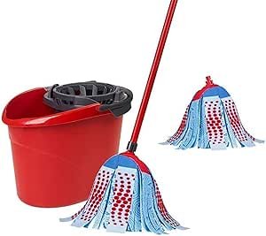 Vileda Super Twist 3-Action XL Mop and Bucket System with 1 Extra Refill | String Mops | Perfect Mop for Floors| Machine Washable Mop Head| Easy Wringing