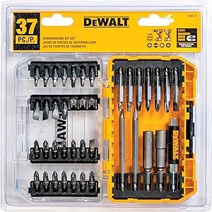 DEWALT 37- Piece Screwdriving Bit Set With Square Recess Mix, Hardened Steel Hex Shank (DW2173)