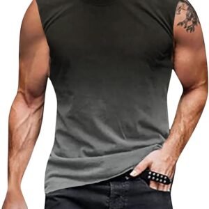 Vifucz Men's Gradient Sleeve T-Shirt Regular Fit Printed Jersey Positioning T-Shirt Round Neck Tunic T-Shirts